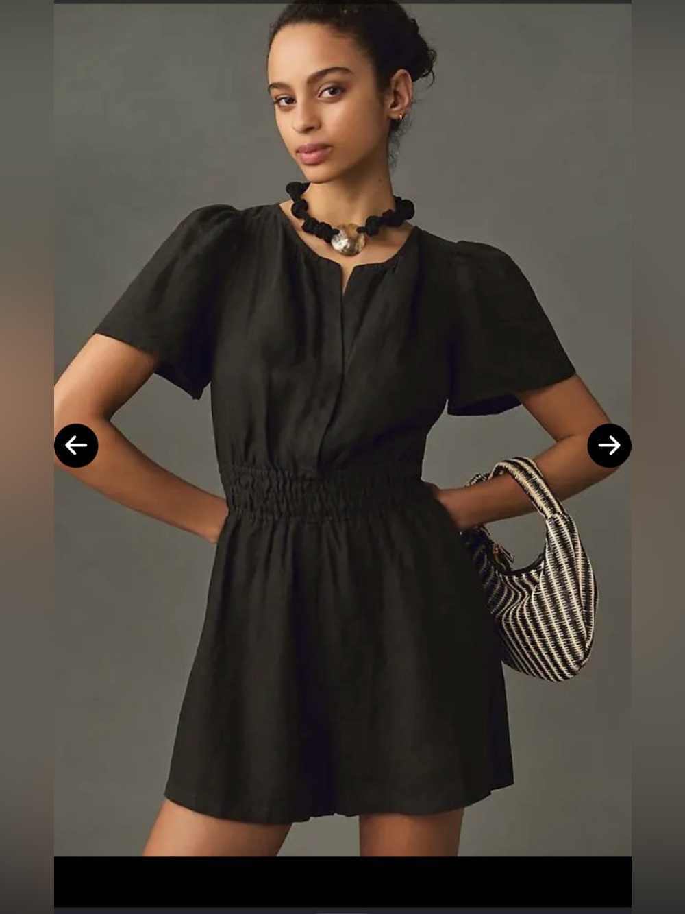 Anthropologie Linen The Somerset Poplin Romper Size Large